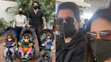 sunny leaon family with face mask- India TV Hindi