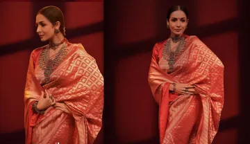 रेड कलर की बनारसी साड़ी में बेहद स्टनिंग नजर आईं मलाइका अरोड़ा, मराठी स्टाइल बिंदी ने खूबसूरती में ल- India TV Hindi