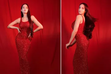 नोरा फतेही रेड कलर की सीक्वंस ड्रेस नजर आईं गॉर्जियस, तस्वीरें देखते ही फैंस की बढ़ी धड़कने- India TV Hindi