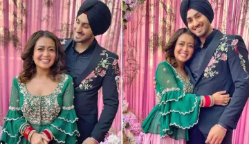 शादी के बाद पति रोहनप्रीत सिंह संग नेहा कक्कड़ ने मनाई पहली लोहड़ी, ग्रीन ड्रेस में दिखीं खूबसूरत- India TV Hindi