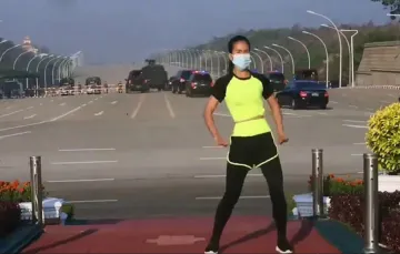 Viral Video: Aerobics Instructor Dances As Myanmar Coup Unfolds Behind Her - India TV Hindi