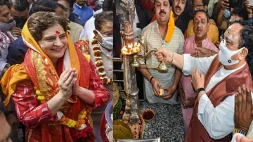 JP Nadda Priyanka gandhi prays in hindu temples महाकाल और काल भैरव के मंदिर पहुंचे JP Nadda, प्रियंक- India TV Hindi