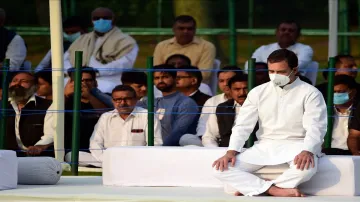 Congress leader Rahul Gandhi attends a prayer meeting to pay tributes to former prime minister Indir- India TV Hindi
