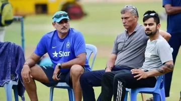 <p>Ravi Shastri (L), Roger Binny (M) and Virat Kohli...- India TV Hindi