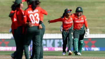 Bangladesh Women celebrate after taking a wicket during PAK W vs BAN W in Women's World Cup 2022- India TV Hindi