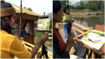 कश्मीर में 70 भारतीय कलाकारों ने एक साथ बनाई लाइव पेंटिंग- India TV Hindi