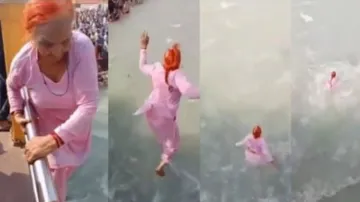 Old Woman jumps into ganga river- India TV Hindi