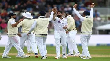 <p>Mohammed Siraj celebrates with Teammates </p>- India TV Hindi