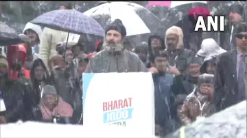 भारी बर्फबारी के बीच श्रीनगर में राहुल गांधी की रैली- India TV Hindi