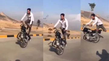 Viral video of stunt on one wheeler bike- India TV Hindi