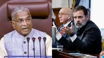 Rajya Sabha Deputy Chairman Harivansh Narayan Singh and Congress MP Rahul Gandhi- India TV Hindi