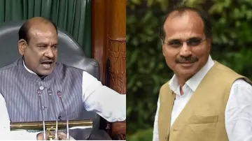 Lok Sabha Speaker Om Birla and Congress MP Adhir Ranjan Chowdhary- India TV Hindi