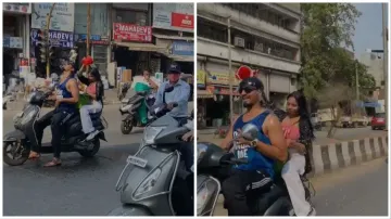 Viral Video Man was taking bath on scooty for Instagram reels police registered case- India TV Hindi
