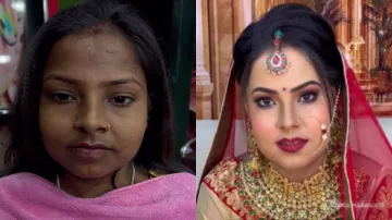 लड़की मेकअप से पहले और मेकअप के बाद।- India TV Hindi