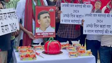 Akhilesh Yadav birthday, Akhilesh Yadav, Akhilesh Yadav tomato cake- India TV Hindi