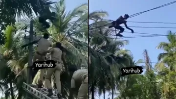 पुलिस से बचकर भागता दिखा चोर।- India TV Hindi
