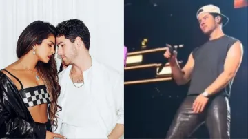 Priyanka Chopra husband nick jonas object thrown by fan after bra during concert video viral- India TV Hindi