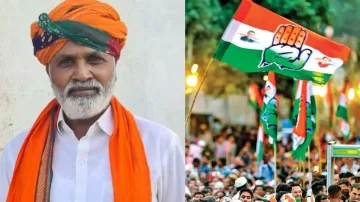 भाजपा के लादूलाल पितलिया (बाएं) और दाएं कांग्रेस का चुनाव चिन्ह।- India TV Hindi