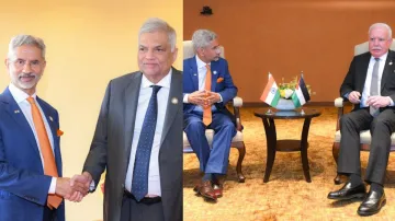 श्रीलंका के राष्ट्रपति रानिल विक्रम सिंहे (बाएं) और फिलिस्तीनी विदेश मंत्री डॉ. रियाद अल-मलिकी से (द- India TV Hindi