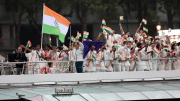 Indian contingent at the Paris Olympics 2024 opening ceremony- India TV Hindi