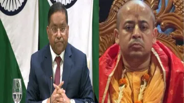 Foreign Ministry spokesperson Randhir Jaiswal and Saint Chinmay Krishna Das- India TV Hindi