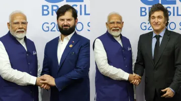 PM Narendra Modi and President of Chile Gabriel Boric (L) PM Modi Argentina President Javier Milei (- India TV Hindi