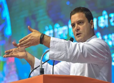 <p>Congress President Rahul Gandhi addressing at the...- India TV Hindi