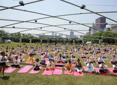 <p>International Yoga Day celebrations started in the US</p>- India TV Hindi