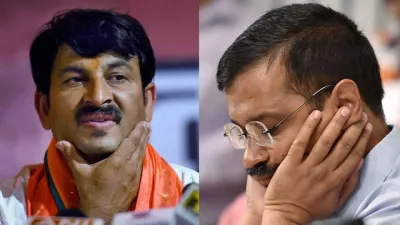 <p>Manoj Tiwari and Arvind Kejariwal </p>- India TV Hindi