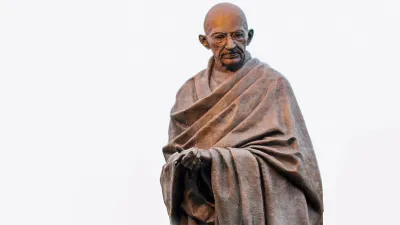 An undated photo of a sculpture of Mahatma Gandhi, at Parliament Square in London.- India TV Hindi