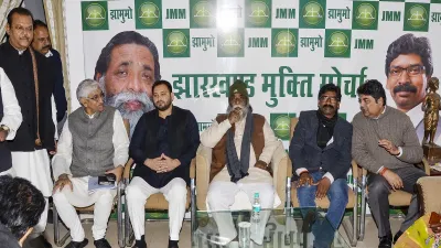 <p>From left RJD leader Tejashwi Yadav, JMM Chief,Shibu...- India TV Hindi