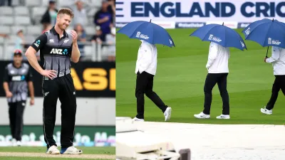 Jimmy Neesham Troll England With This Hilarious Tweet On Rain Playing Spoilsport eng vs wi- India TV Hindi