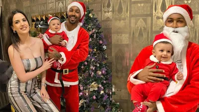 Hardik Pandya became Santa Claus, celebrated Christmas with son and wife - India TV Hindi