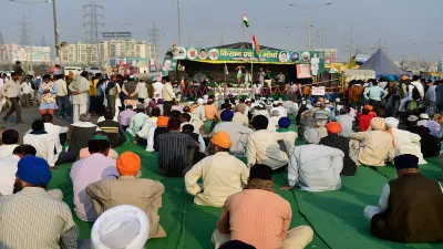 Farmers during their protest against the new farm laws, at Ghazipur border in New Delhi- India TV Hindi