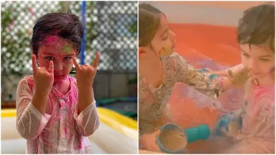 taimur and inaya holi celebration - India TV Hindi