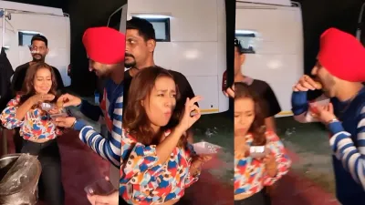 neha kakkar eating golgappe with husband rohanpreet singh on khad tenu main dassa set- India TV Hindi