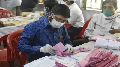 <p>Polling officer counting Panchayat Election Ballots at...- India TV Hindi