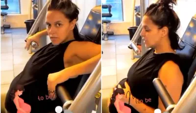 Pregnant Neha Dhupia doing workout in gym husband Angad Bedi shares video on instagram - India TV Hindi