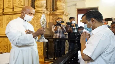 <p>Arvind Kejriwal in Church</p>- India TV Hindi