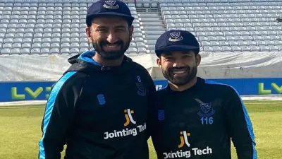 <p>Cheteshwar Pujara and Mohammad Rizwan</p>- India TV Hindi