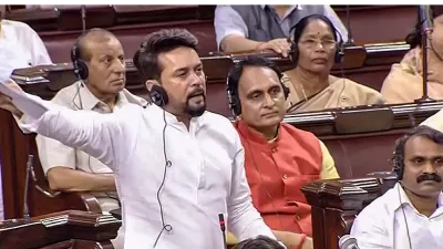 Union Minister of Information and Broadcasting Anurag Thakur speaks in the Rajya Sabha- India TV Hindi