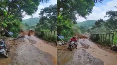 Rock fell on the road in Pithoragarh- India TV Hindi