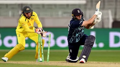 England's Olly Stone is bowled during the third ODI at the...- India TV Hindi