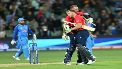 England team celebrate the win over India during the T20...- India TV Hindi