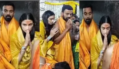 KL Rahul Athiya Shetty attend Ujjain Mahakal mandir bhasma aarti - India TV Hindi