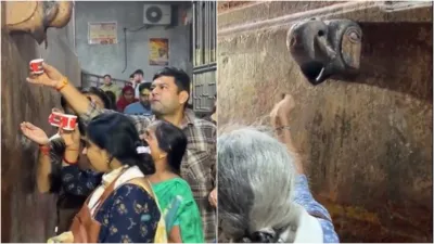 Water is dripping from a part of Banke Bihari temple people are drinking it thinking it is Charanamr- India TV Hindi