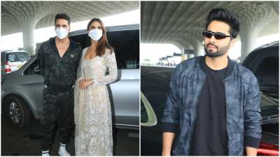 अभिनेता अक्षय कुमार और वाणी कपूर को मंगलवार को अंतरराष्ट्रीय हवाई अड्डे पर देखा गया, जब वे अपनी आगामी फिल्म 'बेल बॉटम' का ट्रेलर लॉन्च करने के लिए दिल्ली रवाना हुए।