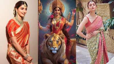चैत्र नवरात्रि, हिंदू महीने चैत्र के महीने में मनाई जाती है। नवरात्रि का व्रत माँ दुर्गा को समर्पित है। यह नौ दिवसीय त्योहार हिन्दू धर्म एम् लोग बेहद धूमधाम से मानते हैं। इन नौ दिन अपने घरों में लोग खूब पूजा पाठ करते हैं और व्रत रखते हैं। इन नौ दिनों महिलाएं पूजा पाठ एक साथ अपने ऑउटफिट का भी खूब ध्यान रखती हैं और सुंदर सुंदर साड़ियां पहनती हैं। साड़ी शालीनता, शान और परंपरा का प्रतीक है, जो चैत्र नवरात्रि उत्सव के लिए एकदम सही परिधान बनाती है। अगर आप भी इस नवरात्रि में खूबसूरत और आकर्षक साड़ी पहनना चाहती हैं तो हम आपके लिए कुछ बेहतरीन विकल्प लेकर आए हैं।
चैत्र नवरात्रि, हिंदू महीने चैत्र के महीने में मनाई जाती है। नवरात्रि का व्रत माँ दुर्गा को समर्पित है। यह नौ दिवसीय त्योहार हिन्दू धर्म एम् लोग बेहद धूमधाम से मानते हैं। इन नौ दिन अपने घरों में लोग खूब पूजा पाठ करते हैं और व्रत रखते हैं। इन नौ दिनों महिलाएं पूजा पाठ एक साथ अपने ऑउटफिट का भी खूब ध्यान रखती हैं और सुंदर सुंदर साड़ियां पहनती हैं। साड़ी शालीनता, शान और परंपरा का प्रतीक है, जो चैत्र नवरात्रि उत्सव के लिए एकदम सही परिधान बनाती है। अगर आप भी इस नवरात्रि में खूबसूरत और आकर्षक साड़ी पहनना चाहती हैं तो हम आपके लिए कुछ बेहतरीन विकल्प लेकर आए हैं।