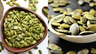 छोटे से दिखने वाले कद्दू के बीज पोषक तत्वों से भरपूर हैं। इसमें मैग्नीशियम, जिंक, आयरन, प्रोटीन और हेल्दी फैट भरपूर मात्रा में पाया जाता है।एक्सपर्ट के अनुसार, इस सुपरफूड का सेवन सेहत के लिए बेहद फायदेमंद माना जाता है। नेशनल लाइब्रेरी ऑफ मेडिसिन द्वारा प्रकाशित एक अध्ययन के अनुसार, कद्दू के बीज ट्रिप्टोफैन से भरपूर होते हैं, जो मूड और नींद को नियंत्रित करने वाले हार्मोन हैं। अगर रोजाना सिर्फ एक चम्मच कद्दू का बीज खाते हैं तो सेहत को कौन से फायदे मिलते हैं? चलिए जानते हैं। छोटे से दिखने वाले कद्दू के बीज पोषक तत्वों से भरपूर हैं। इसमें मैग्नीशियम, जिंक, आयरन, प्रोटीन और हेल्दी फैट भरपूर मात्रा में पाया जाता है।एक्सपर्ट के अनुसार, इस सुपरफूड का सेवन सेहत के लिए बेहद फायदेमंद माना जाता है। नेशनल लाइब्रेरी ऑफ मेडिसिन द्वारा प्रकाशित एक अध्ययन के अनुसार, कद्दू के बीज ट्रिप्टोफैन से भरपूर होते हैं, जो मूड और नींद को नियंत्रित करने वाले हार्मोन हैं। अगर रोजाना सिर्फ एक चम्मच कद्दू का बीज खाते हैं तो सेहत को कौन से फायदे मिलते हैं? चलिए जानते हैं।