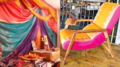 अपनी पुरानी साड़ियों को फेंकने के बजाय उन्हें क्रिएटिव तरीके से इस्तेमाल करके आप अपने घर को बिना ज़्यादा पैसे खर्च किए एक रॉयल और शानदार लुक दे सकती हैं। यह न सिर्फ आपके घर को नयापन देगा, बल्कि आपकी पुरानी यादों को भी सहेज कर रखेगा। यहाँ कुछ आइडियाज़ दिए गए हैं जिनसे आप अपनी पुरानी साड़ियों को फिर से इस्तेमाल कर सकती हैं:
अपनी पुरानी साड़ियों को फेंकने के बजाय उन्हें क्रिएटिव तरीके से इस्तेमाल करके आप अपने घर को बिना ज़्यादा पैसे खर्च किए एक रॉयल और शानदार लुक दे सकती हैं। यह न सिर्फ आपके घर को नयापन देगा, बल्कि आपकी पुरानी यादों को भी सहेज कर रखेगा। यहाँ कुछ आइडियाज़ दिए गए हैं जिनसे आप अपनी पुरानी साड़ियों को फिर से इस्तेमाल कर सकती हैं: